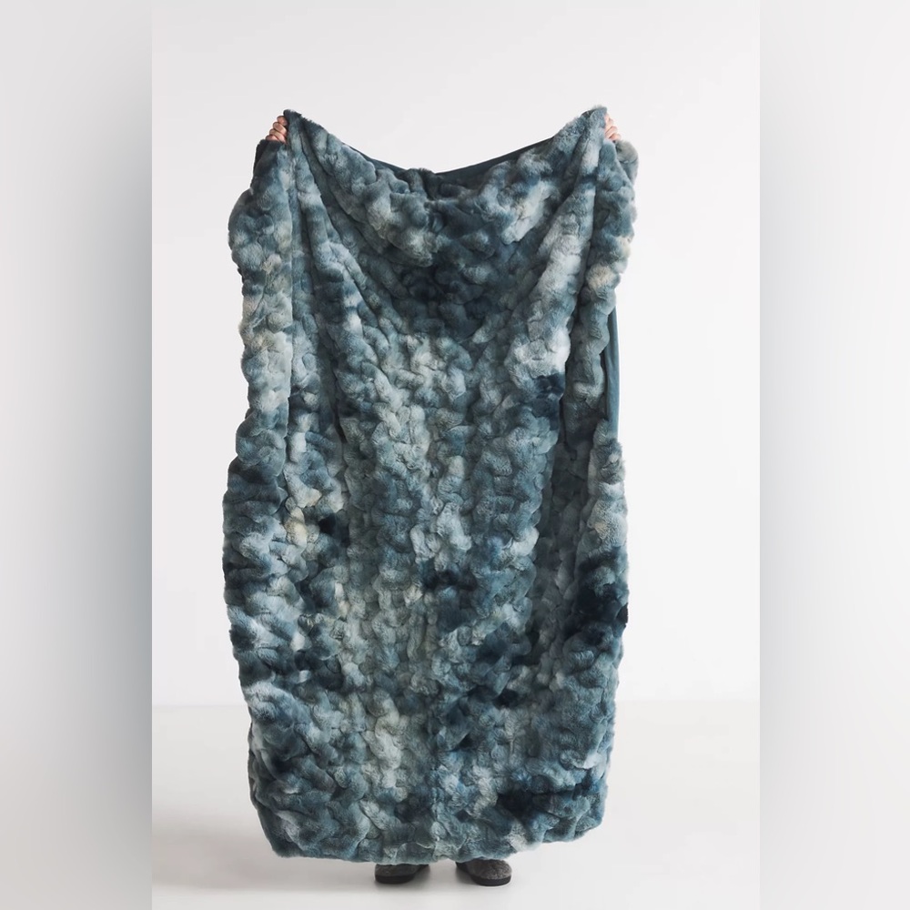 Anthropologie Luxe Faux Fur Throw Blanket